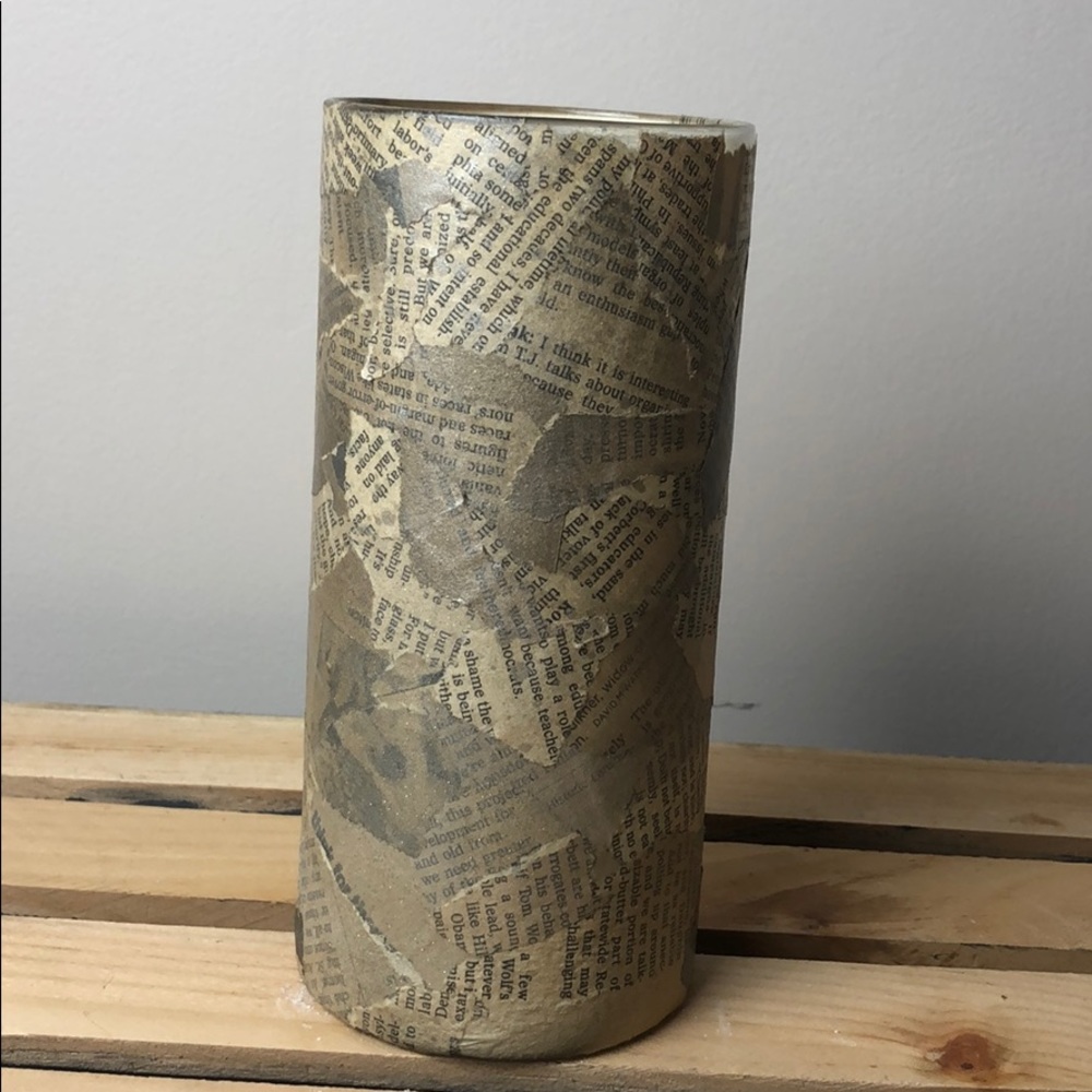Vintage Gold Newspaper Vase